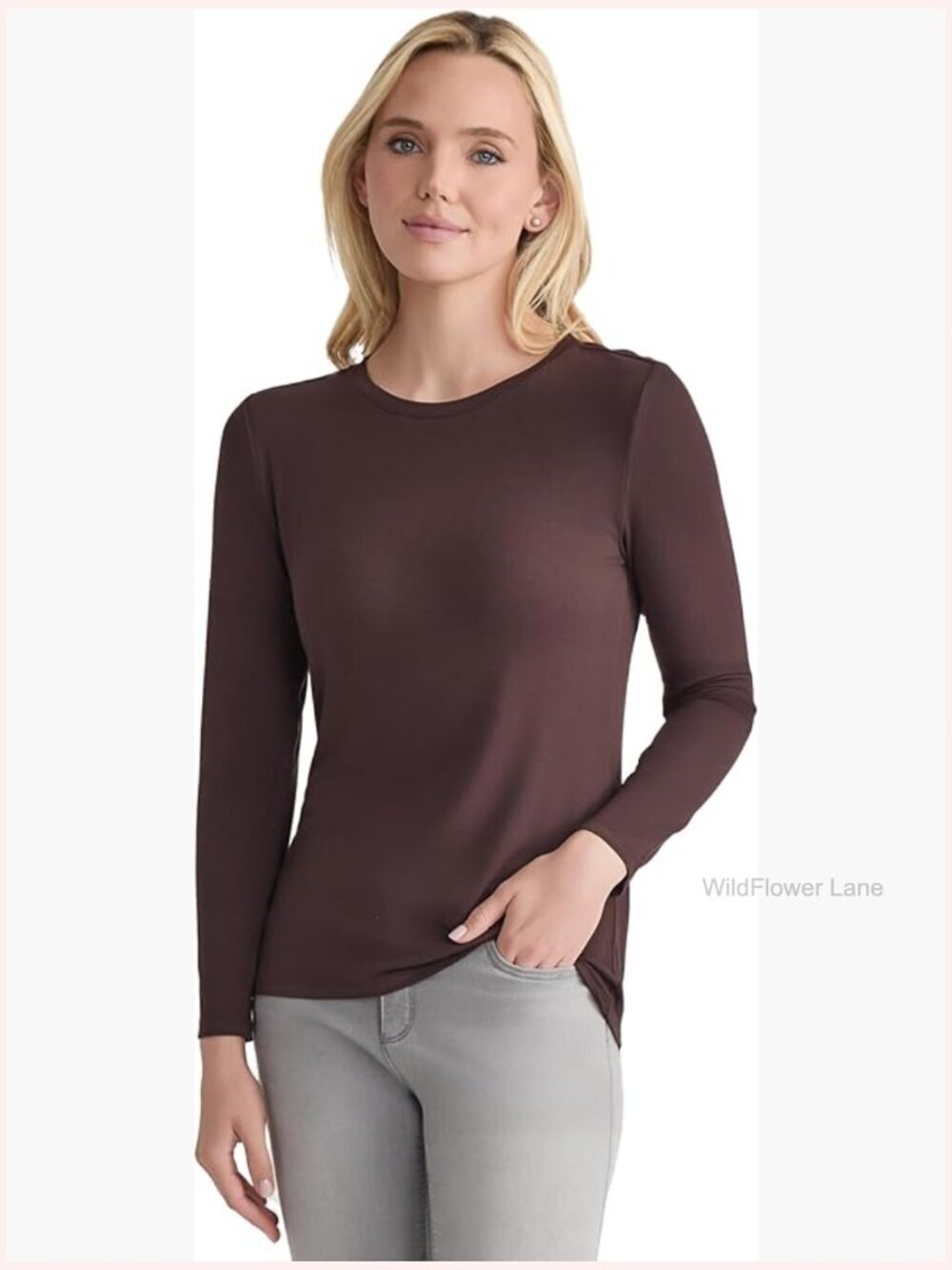 Long Sleeve Crew Neck Tee - Viscose Blend, Classic Fit, Versatile Wardrobe